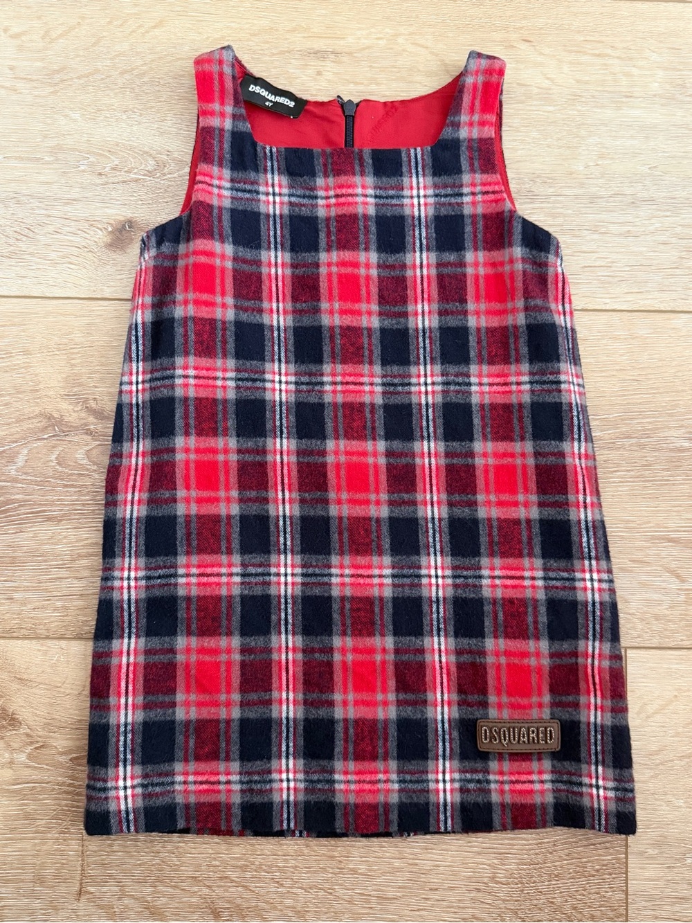 DSQUARED2 Red & Navy Plaid Sleeveless Kids Pajama Dress